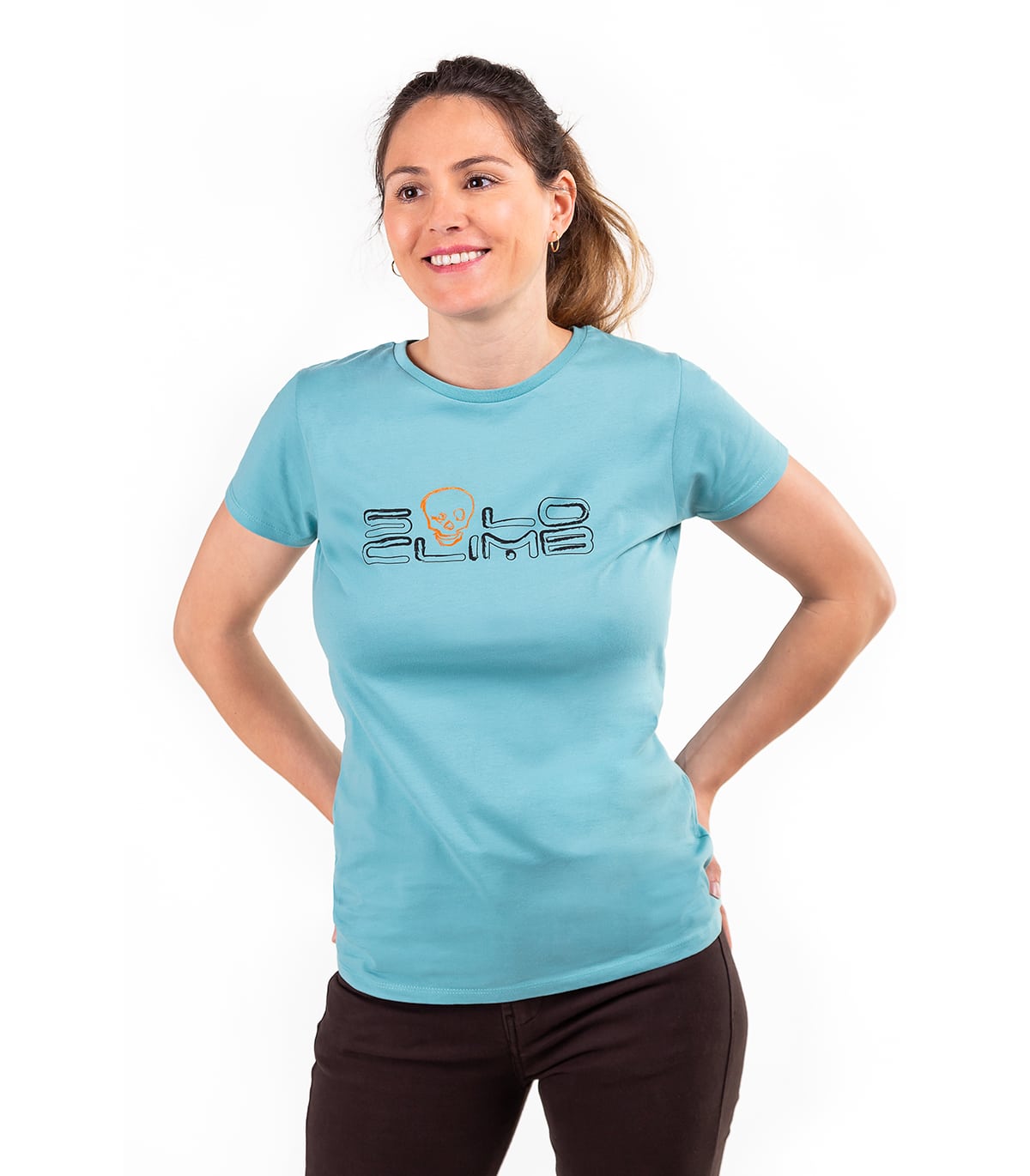 Camiseta de algodón de mujer color azul de Solo Climb