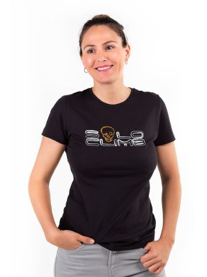 Camiseta de algodón de mujer color Negra de Solo Climb