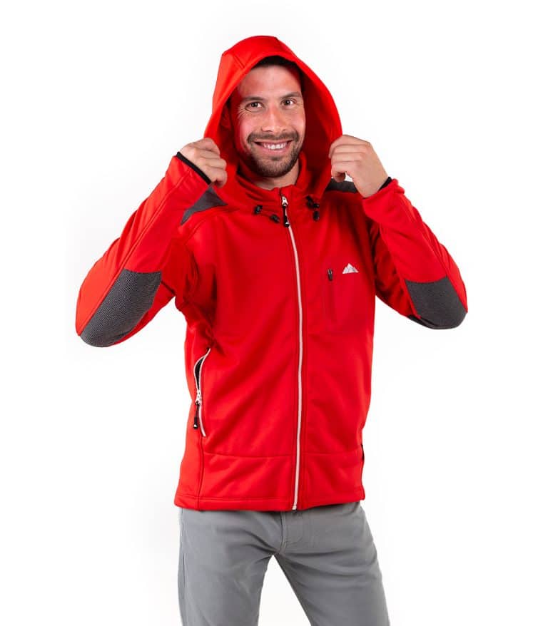 Forro polar de hombre rojo con cremallera blanca Yukon de Solo Climb